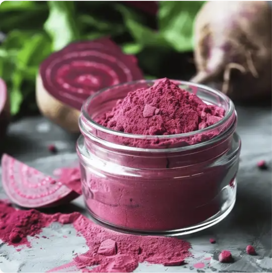 Beetroot powder on spoon